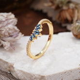 Marquise Cut Tiara Alexandrite Curved Wedding Band Stacking Ring